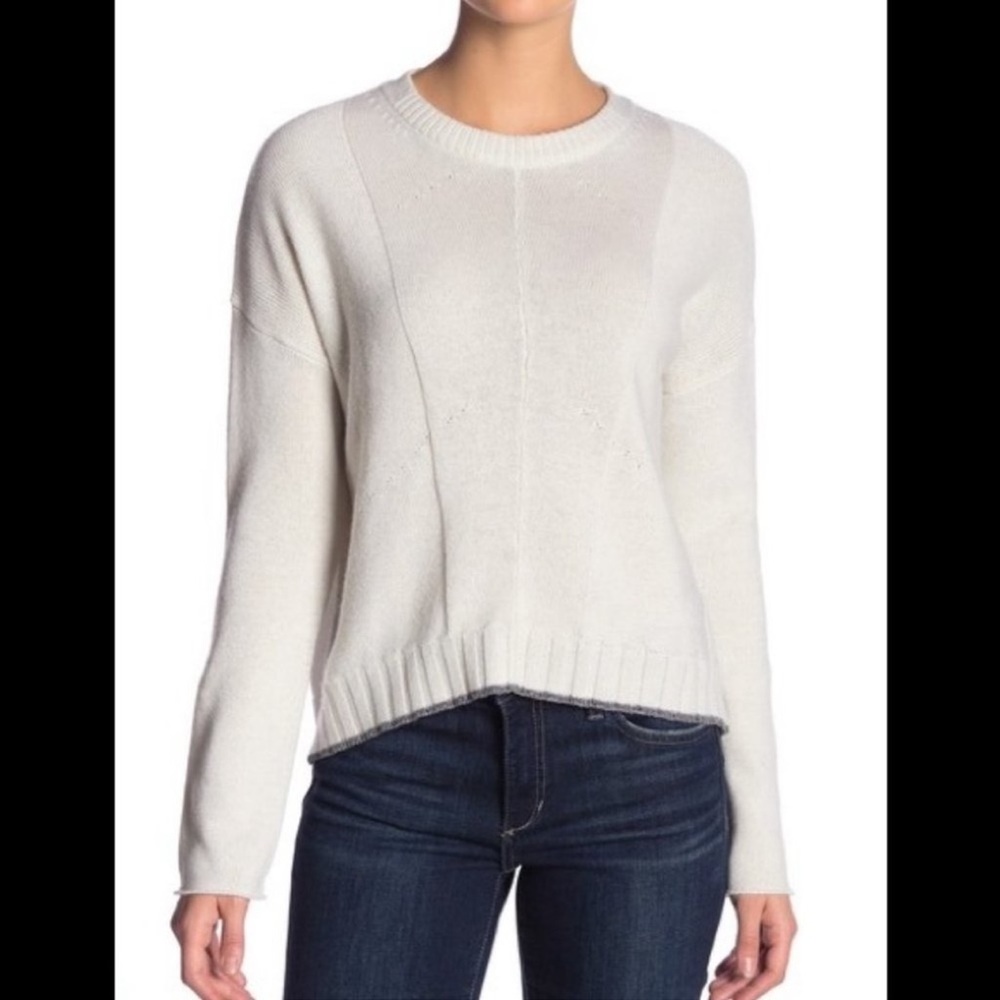 Rails Joanna Wool & Cashmere Sweater Pullover Snow Globe Cream Metallic Size L